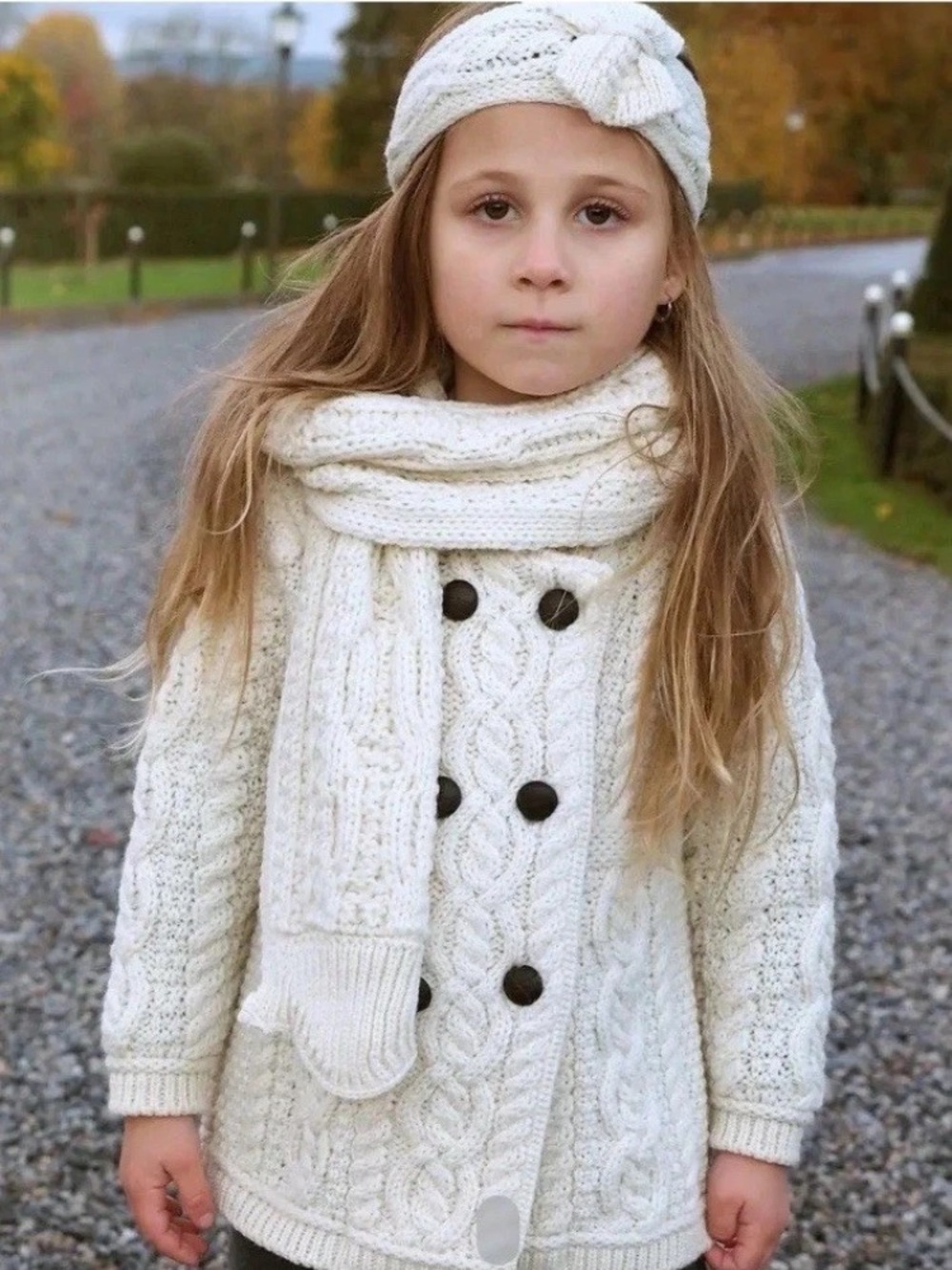 100% Merino Wool Hand Made Irish Double Breasted Sweater age 8-11 NWT Ivory